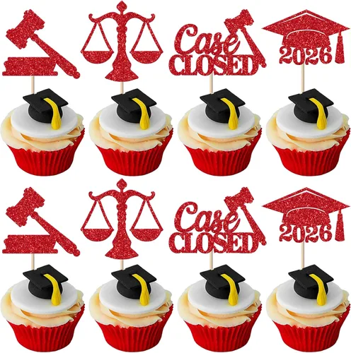 Miniatura 9 de Paquete de 24 adornos para cupcakes de clase 2025 con purpurina 2025 para diploma de graduación 2025 para cupcakes temáticos de graduación 2025