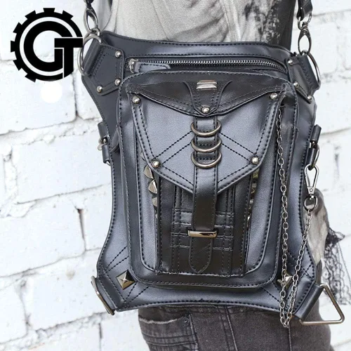 Miniatura 6 de Rebajas Cyber Monday Ofertas Venta Steampunk Riñonera Bolso para cintura Moda Gótico Hombro Bandolera Bandolera Muslo Pierna Capucha Bolsa de Viaje