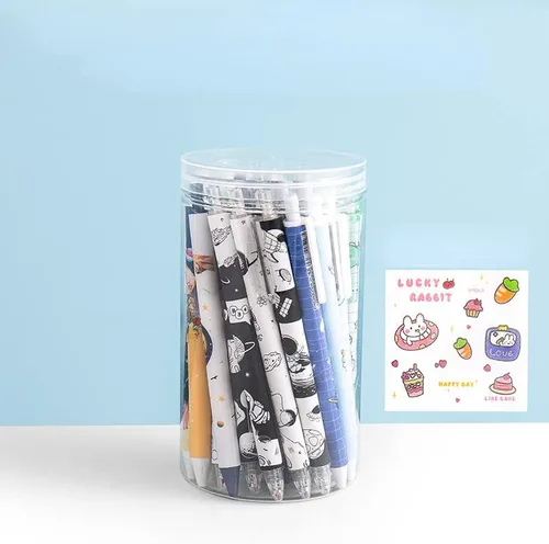 Miniatura 8 de 30 bolígrafos Kawaii con calcomanías, bonitos bolígrafos de gel retráctiles, punta bala, suministros escolares estéticos estacionarios