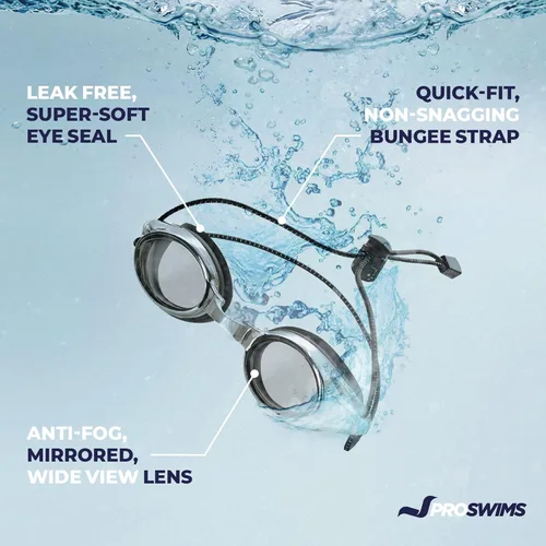 Miniatura 2 de Gafas de natación de carreras antivaho con correa elástica, estuche rígido y gafas de natación adicionales, paño de limpieza de microfibra Gris