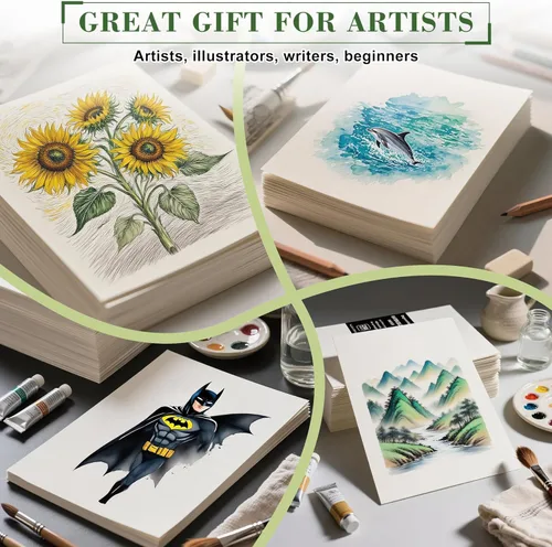 Miniatura 5 de DagouColor Papel de acuarela, 9 x 12 pulgadas, 200 GSM, 250 piezas de papel de color de agua a granel, suministros de arte para artistas, adultos