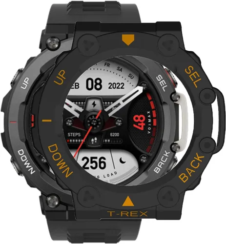 Miniatura 8 de Funda para Amazfit T-Rex 2, a prueba de golpes, funda protectora de TPU duradera, accesorios para Amazfit T Rex 2 Smartwatch (negro)