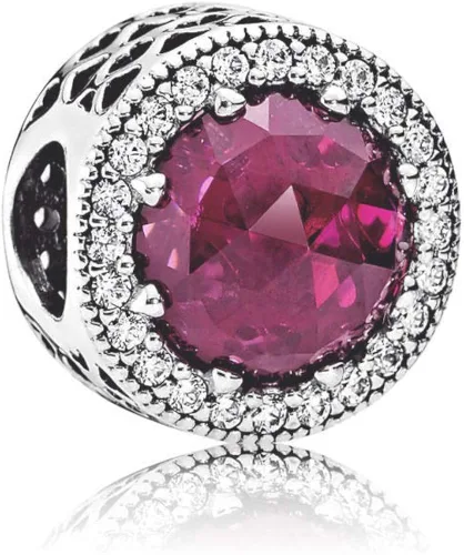 MiniJewelry Abalorio de corazón radiante para pulseras Pandora, circonita cúbica, piedra de nacimiento de cumpleaños, plata de ley para pulseras