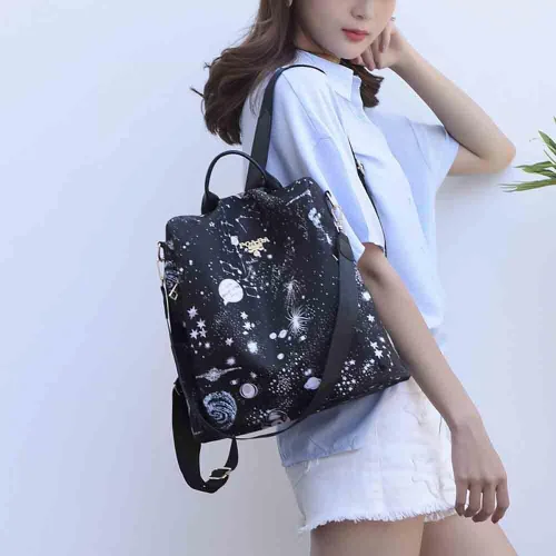 Miniatura 3 de Mochila de mujer, bolsa de viaje impresa estrella, bolsa de compras de moda de gran capacidad, Cielo estrellado, Moderno