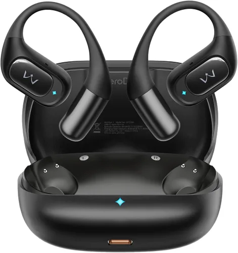 iWALK Auriculares de oreja abierta, verdaderos auriculares inalámbricos Bluetooth 5.4 con luz, ganchos ultra cómodos, tiempos de reproducción de 35