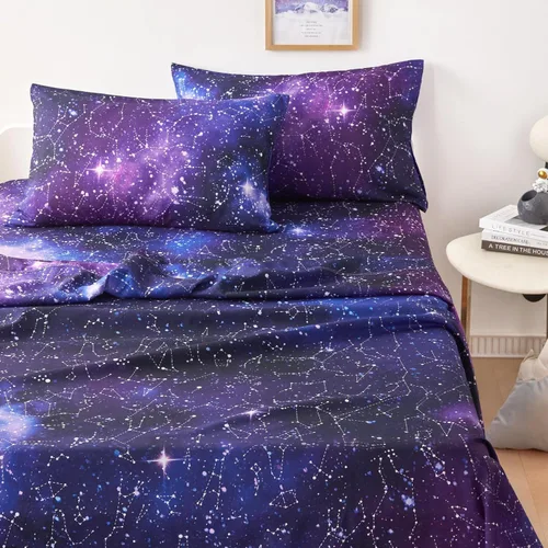 Wake In Cloud - Juego de sábanas Constellation, juego de 4 piezas, espacio celestial, brujería estelar, galaxia, astrología, ropa de cama de