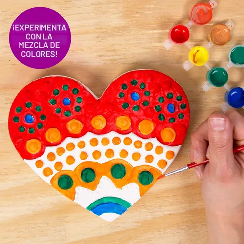 Miniatura 4 de Creative Roots Juego de piedra de escalonamiento de mosaico en forma de corazón, incluye piedra de cerámica de 7 pulgadas y 6 pinturas vibrantes