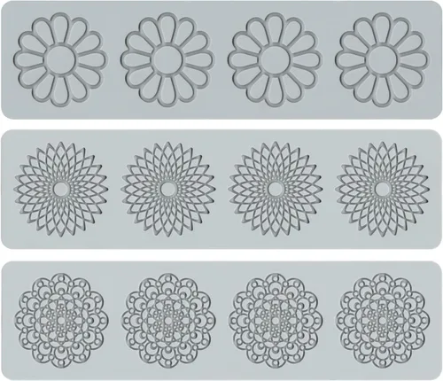 Miniatura 8 de Moldes de fondant de encaje en relieve, tapete de encaje de flores de múltiples círculos, herramienta de decoración de pasteles de boda, molde