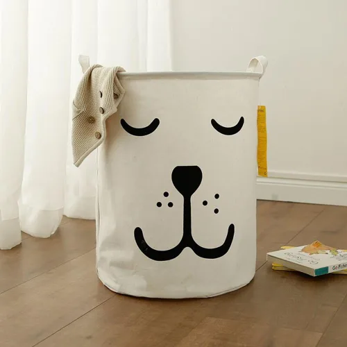 Miniatura 6 de Canasto plegable para almacenamiento con revestimiento de polietileno impermeable, tamaño grande cesto de lona para cuarto del bebé, lavandería, Dog