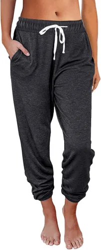 AUTOMET Pantalones de joggin holgados para mujer con bolsillos pantalones de pijama para mujer pantalones de cincha para entrenamiento de yoga