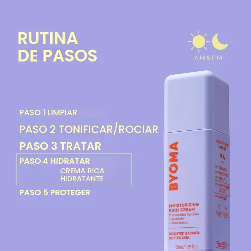 Miniatura 7 de BYOMA Crema Hidratante Rica - Loción Facial de Reparación de Barrera con Bakuchiol y Extracto de Karité - Hidratante Facial con Ceramidas para Piel