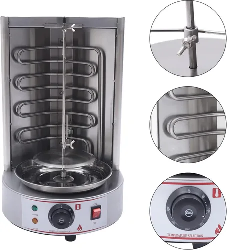 Miniatura 4 de Máquina eléctrica Shawarma Grill de 110 V, 3000 W, parrilla vertical de Kebab de 122.0-572.0 °F, horno asador vertical para encimera, máquina