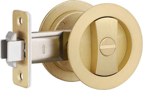 Miniatura 20 de EHOMEWARE 1 paquete de herrajes para puerta de bolsillo negro mate, manijas de puerta de bolsillo empotradas, cerradura de puerta de bolsillo