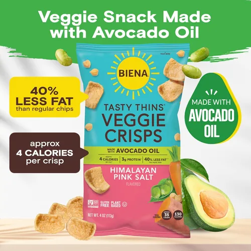 Miniatura 2 de BIENA Tasty Thins Veggie Crisps - BBQ hawaiano, paquete de 4, bolsas de 4 onzas, garbanzos y verduras, vegano, sin gluten, sin lácteos, sin OGM