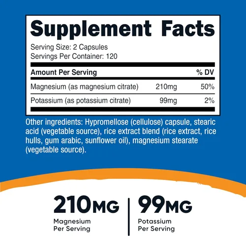 Miniatura 2 de Nutricost Potasio (99 mg) Citratos de magnesio (210 mg), 240 cápsulas, sin OMG, sin gluten