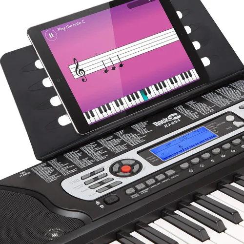 Miniatura 5 de RockJam - Piano de teclado de 54 teclas con fuente de alimentación, soporte para partituras, calcomanías para notas de piano y lecciones