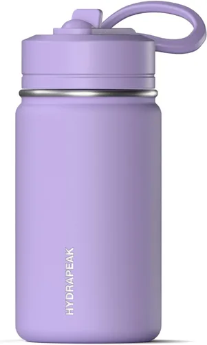 Miniatura 14 de Hydrapeak Mini botella de agua de 14 onzas con tapa con popote, botella de agua aislada de doble pared de acero inoxidable Botella de agua a Negro