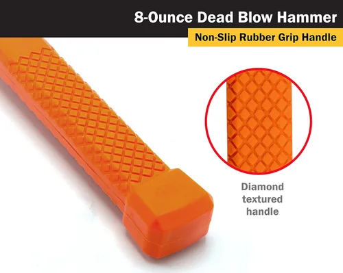 Miniatura 4 de Titan 63008 Martillo de Golpe Muerto de 8 onzas con Cabeza Rellena de Perdigones de Acero, Resistente a Chispas y Rebotes, Mango Texturizado Tipo