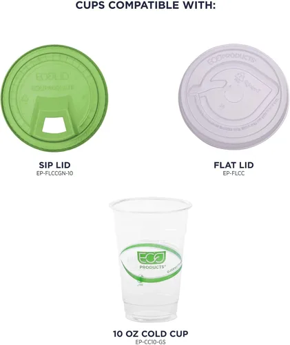 Miniatura 5 de ECO PRODUCTS GreenStripe - Vasos de plástico PLA transparentes compostables de 10 onzas, caja de 1000, vasos fríos desechables renovables a base
