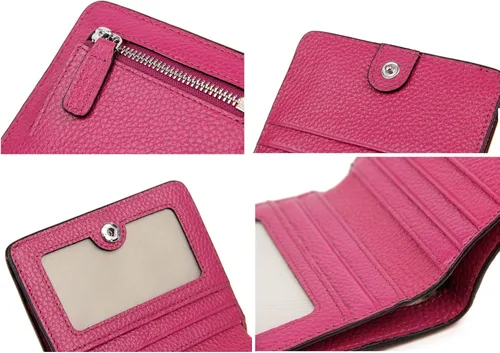 Miniatura 7 de BIG SALE-AINIMOER billetera de bolsillo pequeña con cremallera, plegable, compacta de cuero con bloqueo por identificación por radiofrecuencia