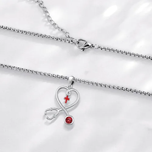 Miniatura 51 de Collar de alas de ángel de plata de ley 925, ángel de la guarda, enfermera RN caduceo, dije de ángel de cristal, joyería de regalo para mujer