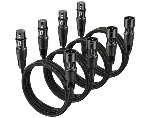 Miniatura 11 de XLR Cables 3 pies 4 paquetes – Cable de micrófono macho a hembra con 3 pines equilibrados XLR cables de altavoz XLR cable de micrófono