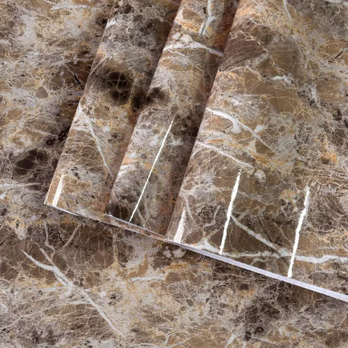 BAYYA Papel de contacto de mármol marrón de 118x16 pulgadas, papel pintado despegar y pegar para gabinetes de cocina, adhesivo de granito para Brwon