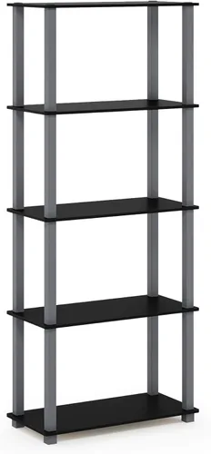 Miniatura 5 de Furinno Turn-N-Tube - Estante multiusos de 5 niveles, estante de exhibición, estante de almacenamiento, estantería, tubos cuadrados, color negro