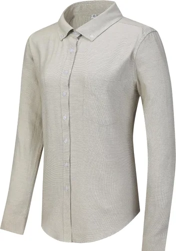 Miniatura 13 de Camisa con botones para mujer de manga larga Oxford camisa de algodón de corte clásico, blusa de trabajo resistente a las arrugas