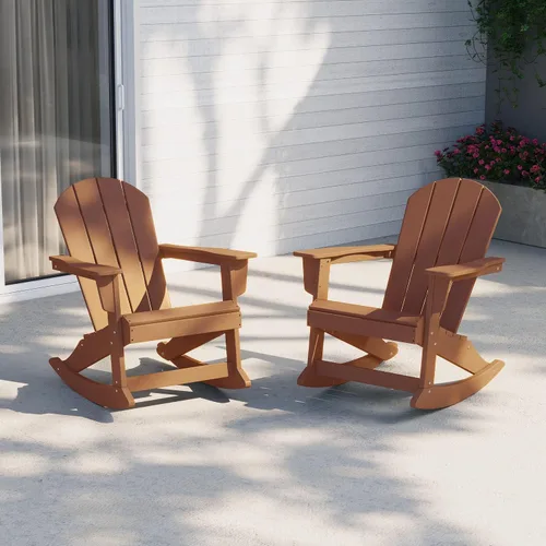 Miniatura 109 de WestinTrends Silla mecedora Malibu de poliéster para exterior/patio Adirondack, Negra