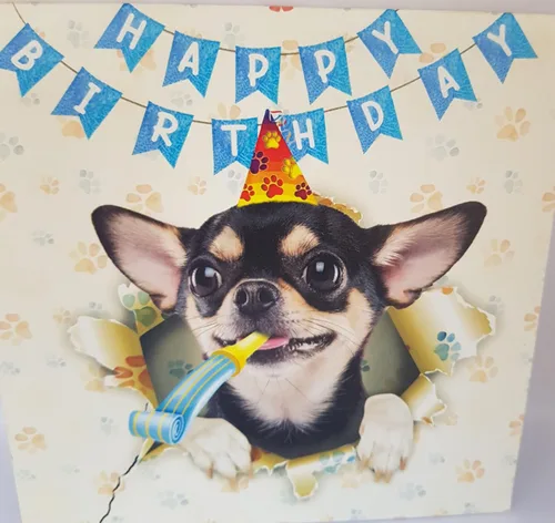 Miniatura 5 de DongNaiWin Tarjetas desplegables divertidas de cumpleaños 3D de Chihuahua negro, tarjetas emergentes de cumpleaños 3D de Chihuahua, tarjetas