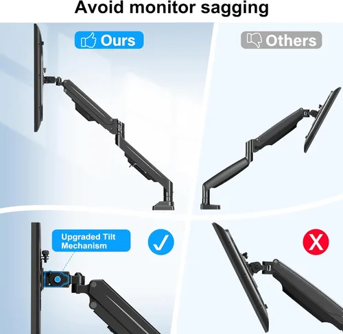 Miniatura 3 de Soporte de monitor doble para pantallas de hasta 43 pulgadas, brazo de monitor dual ultra ancho resistente con capacidad para 2.2-33 libras cada