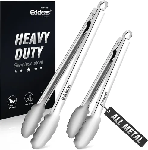 Miniatura 29 de Pinzas para cocinar – Pinzas de cocina de acero inoxidable de 600 grados resistentes al calor, pinzas de bloqueo de metal resistente, perfectas