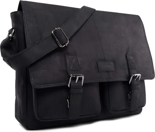 Miniatura 2 de LEABAGS Maletines de cuero para hombre - Bolso Cambridge de cuero genuino para portátil de 15 pulgadas - Bolso de mensajero vintage