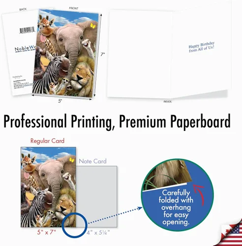 Miniatura 4 de NobleWorks - 1 divertida tarjeta de cumpleaños de animales con sobre - Bonita tarjeta para cumpleaños - Aquí está mirando el zoológico C6639FBDG-US