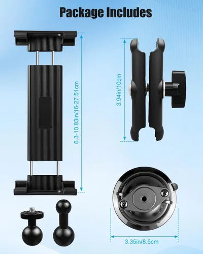Miniatura 6 de Soporte para tableta con base de succión, soporte giratorio de 360° para tabletas iPad Samsung de 6 a 11 pulgadas, soporte universal de aluminio