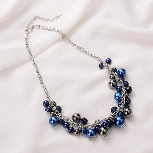 Miniatura 4 de Collares con colgante de cadena corta para mujer, joyería de moda de plata con perlas y cuentas de cristal, regalos de cumpleaños para mujer