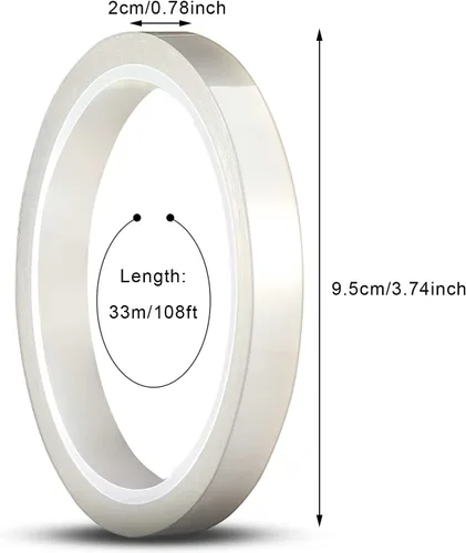 Miniatura 2 de Zonon Cinta térmica transparente de 108 pies para sublimación y transferencia de calor, resistente a altas temperaturas, ideal para placas