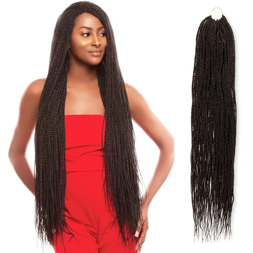 Miniatura 19 de AU-THEN-TIC Cabello senegalés con trenzas de ganchillo de 22 pulgadas, 6 paquetes de 40 mechones por paquete, extensiones de cabello de ganchillo