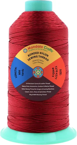 Miniatura 136 de Mandala Crafts - Hilo de nailon para coser cuero, tapicería, mezclilla y para trenzar el pelo; resistente, 1500 yardas, tamaño 69 T70 Marrón
