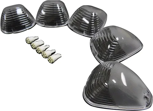 VMS Racing 5 cubiertas de luces de techo CAB en transparente CRL 264142CL con (bombillas LED súper blancas) compatibles con Ford F250 F350 F450 F550