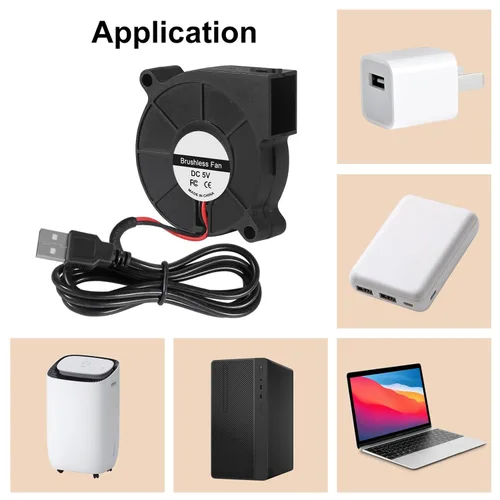 Miniatura 6 de Ventilador de ventilador USB de 1.969 in de refrigeración 5015 5V USB 5 voltios ventiladores soplador turbina Turbo rodamiento de bolas