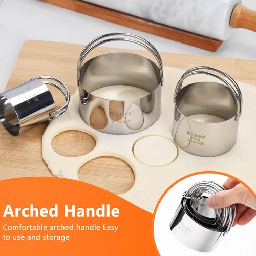 Miniatura 4 de HULISEN Juego de cortador de galletas de acero inoxidable, raspador de pastelería y licuadora de masa, resistente y duradero con agarre de goma