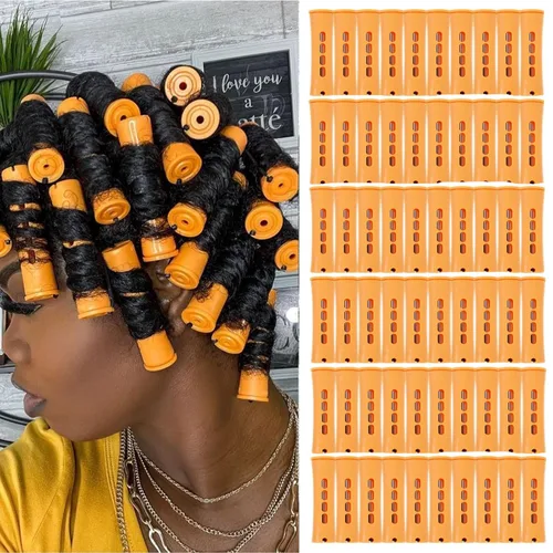 Miniatura 9 de Juego de 40 varillas permanentes para cabello natural, 4 tamaños, rodillos de ondas frías para mujeres, rizadores de cabello largo, mediano