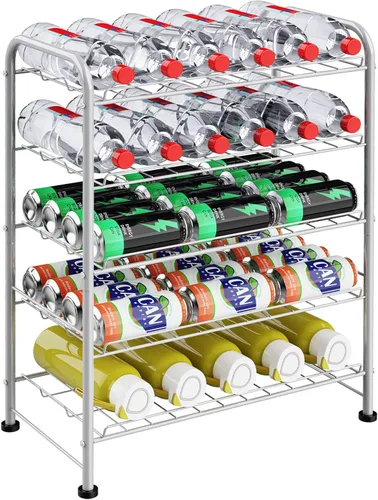 Miniatura 8 de OYEAL Organizador de estantes para botellas de agua de 5 niveles, soporte independiente para botellas de agua embotellada, organizador, soporte