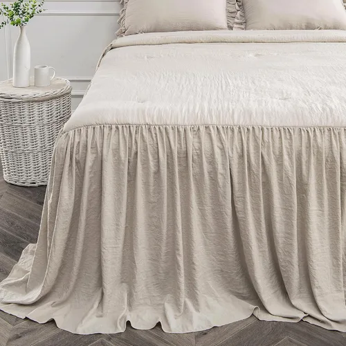 Miniatura 5 de Bonlino Juego de Ropa de Cama Colcha - Colcha de Granja Cubrecama de Verano, Colcha Ligera Elegante Vintage con Falda de Volantes Dormitorio Rústico