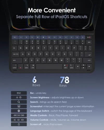 Miniatura 4 de Funda para iPad de 11ª (A16, 2025)/10ª generación con teclado, funda magnética desmontable para teclado Bluetooth inalámbrico para iPad de 10.9