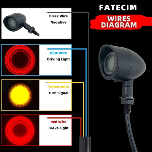Miniatura 4 de FATECIM 2 luces traseras LED para motocicleta, intermitentes, luces de freno con visera, luces traseras de motocicleta, intermitentes traseros