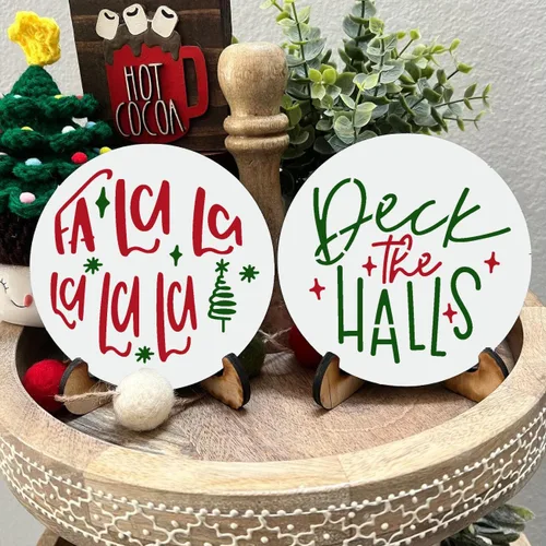 Miniatura 2 de Plantillas de Navidad para pintar en rodajas de madera, plantillas navideñas pequeñas de 3" para manualidades, plantilla navideña reutilizable
