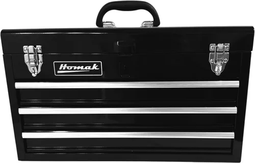 Miniatura 9 de Caja de herramientas portátil de metal Homak, de 20 pulgadas, con 3 cajones, pequeño cofre de herramientas con forros EVA, cajones deslizantes